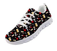 chaqlin Frauen Casual Running Walking Sneakers Schnüren Komfortable Soft Flats Sport Gym Trainer für Herren mit Cute Nurse Schuhe Schwarz Größe Eur41
