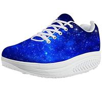 chaqlin Galaxy Print Damen Plateau Wanderschuhe Casual Outdoor Sport Fitness Turnschuhe Shape Ups Höhe zunehmende Trainer Größe EU38