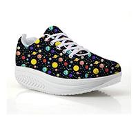 chaqlin Sneaker Galaxy Space Planet Pattern Damen Plateau Trainer Casual Toning Rocker Schuhe Wedge Walking Laufen Wandern Sneakers Größe EU38