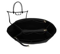 Charinor Taschen Organizer für Longchamp, Taschenorganizer L aus Filz mit Schlüsselkette und Bag in Bag (Schwarz, L)