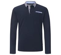 Charles Colby Herren Langarm-Poloshirt Earl Chad dunkelblau, 4XL (XXXXL) - 68/70