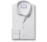 Charles Tyrwhitt Bügelfreies Twill-Hemd mit Haifischkragen - Weiß Knopfmanschette