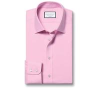 Charles Tyrwhitt Bügelfreies Twill-Hemd - Rosa Knopfmanschette