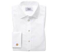 Charles Tyrwhitt Bügelfreies Twill-Hemd - Weiß Umschlagmanschette