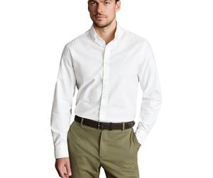 Charles Tyrwhitt Button-Down Collar Stretch Oxford Shirt - White - Slim fit | XXL Lässiges Oxford-Hemd Freizeit