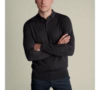 Charles Tyrwhitt Charcoal Pure Merino Knitted Polo - Charcoal Grey - XXL Elegantes Strick-Poloshirt aus Merinowolle Leichte Pullover