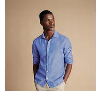Charles Tyrwhitt Pure Linen Shirt - Cobalt Blue - Extra Slim fit | XL Leichtes Leinenhemd in Popeline-Bindung Leinenhemden