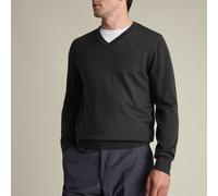 Charles Tyrwhitt Pure Merino V-Neck Jumper - Charcoal - XXL Ein Pullover, der sowohl für Meetings als auch für einen Feierabenddrink geeignet ist Leichte Pullover