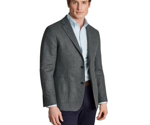 Charles Tyrwhitt Unstructured Wool Twill Jacket - Grey - Slim fit | 46 | Verkürzte Länge Leichteres Sport Sakko Sakkos