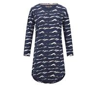 Charlie Choe - Ladies Nightdress - Nightwear - Cotton and Elastane - Soft Material - Long Sleeves - Cloud Print - Bigshirt - Blue - M
