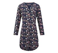 Charlie Choe - Ladies Nightdress - Nightwear - Cotton and Elastane - Soft Material - Long Sleeves - Flower Print - Bigshirt - Blue - L