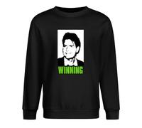 Charlie Sheen Winning Picture Image Mens Women Men's Long Sleeve Crewneck 100% Cotton Pullover Sweatshirts Black XL
