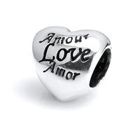 Charm-Anhänger Amour Amor "I Love You Forever", 925er Sterlingsilber, für europäische Charm-Armbänder