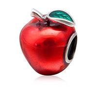 Charm-Anhänger Apfel aus 925er Sterlingsilber, rote Emaille, Glücksbringer für Pandora-Charm-Armband (B)