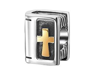 Charm-Anhänger aus 925 Sterlingsilber, Motiv Heilige Bibel, christlicher Charm, religiöser Charm, Buch-Charm für Pandora-Charm-Armbänder a