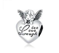 Charm-Anhänger aus 925er-Sterlingsilber, Aufschrift "We are Together", "Live Love Laugh", Geburtstags-Charm, Liebes-Charm, Familien-Anhänger für Pandora-Charm-Armband, Sterling-Silber