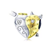 Charm-Anhänger aus 925er Sterlingsilber, Engel- und Teufel, Kristall, kompatibel mit Pandora-Armbändern und Halsketten