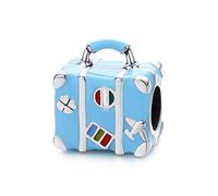 Charm-Anhänger aus echtem 925er-Sterlingsilber, Motiv Kamera, Serie: „I Love to Travel“ für Armband und Halskette, DIY-Schmuck, Emaille,