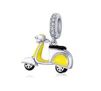 Charm-Anhänger aus echtem 925er-Sterlingsilber, Motiv Kamera, Serie: „I Love to Travel“ für Armband und Halskette, DIY-Schmuck, Emaille,