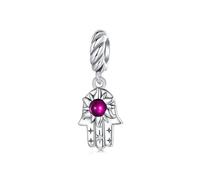 Charm-Anhänger "Hand der Fatima", 925er-Sterlingsilber, passend für Pandora-Armband, Halskette, SCC2848, kubischer Zirkonia, hergestellt