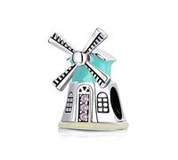 Charm-Anhänger "I love to travel", 925er Sterlingsilber, Emaille, 925er Sterlingsilber, für Pandora-Armbänder, 925, Kristall Emaille Silber 925