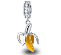 Charm-Anhänger in Form einer Obst-Banane, 925er Sterlingsilber, gelbe Emaille, passend für Pandora-Damen-Armband, europäische Schlangenperlen für Armbänder, Halsketten, Hochzeit/Valentinstag