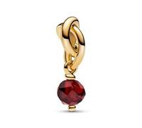 Charm-Anhänger Januar mit rotem Kristall, IP Gold
