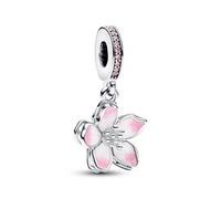 Charm Anhänger Kirschblüte aus 925er Silber, Zirkonia
