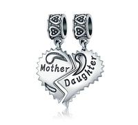 Charm-Anhänger mit Mutter und Tochter, 925er-Sterlingsilber, Herz-Anhänger, für Pandora-Charm-Armbänder (Mutter und Tochter)