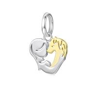 Charm-Anhänger mit Pferdemotiv, 925er-Sterlingsilber, Einhorn-Perle, Hund, Katze, Fuchs, Tier-Anhänger, Geburtstag, Familie, passend für Pandora-Charm-Armband, one size, Sterling-Silber, Zirkon