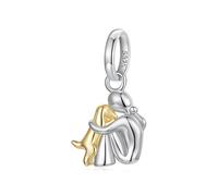 Charm-Anhänger mit Pferdemotiv, 925er-Sterlingsilber, Einhorn-Perle, Hund, Katze, Fuchs, Tier-Anhänger, Geburtstag, Familie, passend für Pandora-Charm-Armband, one size, Sterling-Silber, Zirkon