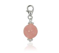 Charm Anhänger Rosenquarz Kugel 33mm, 925 Sterling Silber