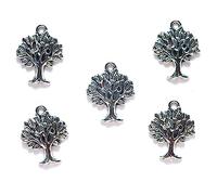Charm-Anhänger, versilbert, Baum, 21 x 17 mm, 5 Stück