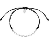 Amor Charmarmband Damen, Schwarz, 16-23 cm, 2,8 mm, 16-23 cm, 2,8 mm, Silber 925, rhodiniert, Textil 2038576