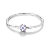 Charm-Armband für Damen Sterling Silber Herz Verschluss Schlangenkette Armband Reise-Charm Momente europäisches Armband Schmuck kompatibel mit Pandora Charms Geschenk für Sie