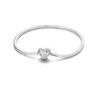 Charm-Armband für Damen Sterling Silber Herz Verschluss Schlangenkette Armband Reise-Charm Momente europäisches Armband Schmuck kompatibel mit Pandora Charms Geschenk für Sie