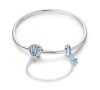 Charm-Armband für Damen Sterling Silber Herz Verschluss Schlangenkette Armband Reise-Charm Momente europäisches Armband Schmuck kompatibel mit Pandora Charms Geschenk für Sie