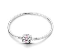 Charm-Armband für Damen Sterling Silber Herz Verschluss Schlangenkette Armband Reise-Charm Momente europäisches Armband Schmuck kompatibel mit Pandora Charms Geschenk für Sie