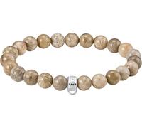 Charm-Armband THOMAS SABO "Charm Club: Bead-Armband Daisy Jaspis" Gr. 19, silber (silberfarben, natur, natur), Armbänder, Damen, 19, Silber 925 (recycelt), Charm-Armband, mit Jaspis (70152458-19) silb