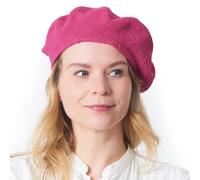 CHARM Baskenmütze Damen Barett Herren Beret Häkelmütze | Boho Strickmütze aus 100% Baumwolle, Barrett für Sommer & Winter, gehäkelte Künstler Berets, 50er Jahre Stil