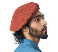 CHARM Baskenmütze Damen Barett Herren Beret Häkelmütze, Orange Rostbraun