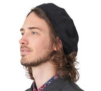 CHARM Baskenmütze Damen Barett Herren Beret Häkelmütze Strickmütze aus 100% Baumwolle Barrett für Sommer & Winter Schwarz