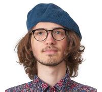 CHARM Baskenmütze Damen Barett Herren Beret Häkelmütze Strickmütze aus 100% Baumwolle Barrett für Sommer & Winter Navy Dunkel Blau
