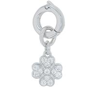 Charm-Einhänger AMOR "Kleeblatt", silber (silberfarben, kristallweiß, kristallweiß), Charms, Damen, Silber 925 (Sterlingsilber), mit Zirkonia (synth.) (52676156-0) silberfarben, kristallweiß, kristall