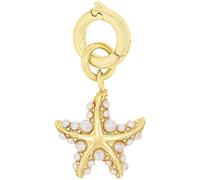 Charm-Einhänger AMOR "Seestern-Optik", gold (gelbgoldfarben, weiß), Charms, Damen, Perlen, Silber 925 (Sterlingsilber), mit Glasperle (78615324-0) gelbgoldfarben, weiß