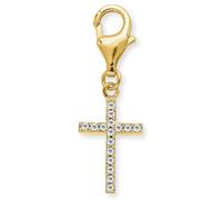 Charm-Einhänger ENGELSRUFER "Anhänger Einhänger Kreuz für Halskette Armband", gold (gelbgoldfarben, kristallweiß, kristallweiß), Charms, Damen, Silber 925 (Sterlingsilber), Charm-Einhänger, mit Zirkon
