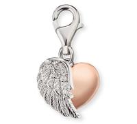 Charm-Einhänger ENGELSRUFER "HERZFLÜGEL", rosa (silberfarben, roségoldfarben, kristallweiß), Charms, Damen, Silber 925 (Sterlingsilber), mit Zirkonia (synth.) (77377901-0) silberfarben, roségoldfarben