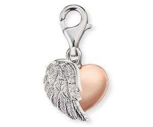 Charm-Einhänger ENGELSRUFER "HERZFLÜGEL", rosa (silberfarben, roségoldfarben, kristallweiß), Charms, Damen, Silber 925 (Sterlingsilber), mit Zirkonia (synth.) (77377901-0) silberfarben, roségoldfarben