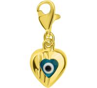 Charm-Einhänger FIRETTI "Schmuck Geschenk Gold 333 Anhänger Charms Herz Magisches Auge", bunt (gelbgoldfarben, blau, schwarz, weiß, blau, schwarz, weiß), Charms, Damen, Gelbgold 333, mit Glasstein (70