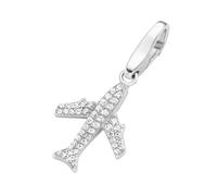 Charm-Einhänger "Flugzeug mit Zirkonia, Silber 925", weiß, GIORGIO MARTELLO MILANO, Charms, Damen, Silber 925 (Sterlingsilber) (63048757-0) weiß